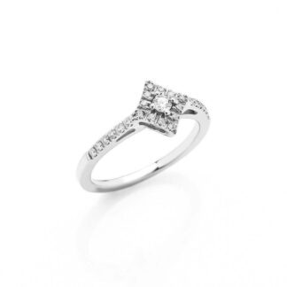 Anello Rombo in Oro Bianco con Diamanti - AN-2043