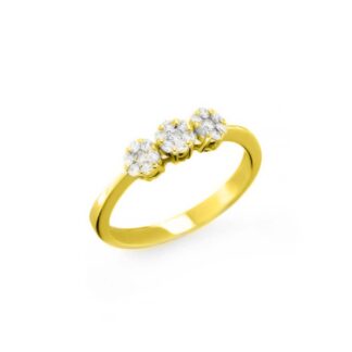 Anello Trilogy in Oro Giallo con Diamanti - AN-2413GP-G