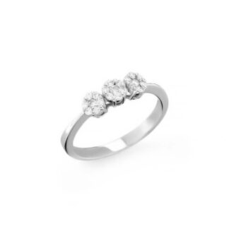 Anello Trilogy in Oro Bianco con Diamanti - AN-2413GP