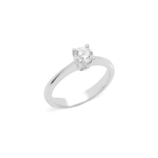 Anello Solitario in Oro Bianco con Diamante - AN-9477