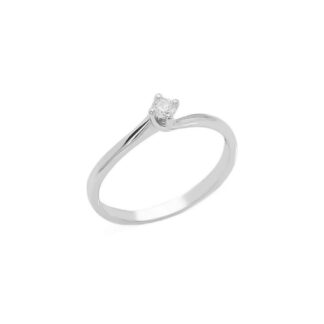 Anello Solitario in Oro Bianco con Diamante - AN-9785