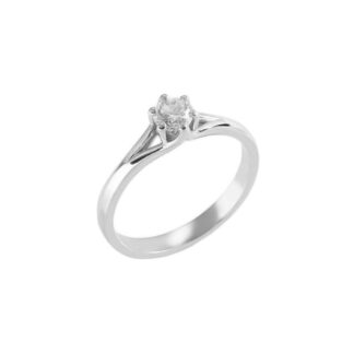 Anello Solitario in Oro Bianco con Diamante - AN-9977
