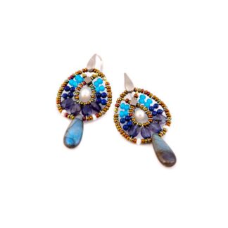 Orecchini Ziio in Argento e Vetro di Murano con Pietre Semipreziose - EAR FENICE SMALL BLU