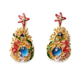 Orecchini Isola Bella in Argento e Smalto con Siamite Blu Acqua - 20001175