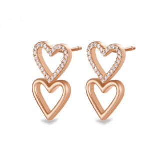 Orecchini Rosato in Argento con Cuori Pendenti - Got Me - RZGM21