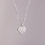Collana con Pendente Cuore in Oro Bianco con Diamanti - 5664