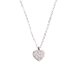 Collana con Pendente Cuore in Oro Bianco con Diamanti - 5664