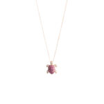 Collana con Ciondolo in Oro Giallo con Rubini e Diamanti | Tartaruga - CL030R