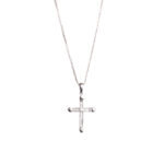 Collana con Croce in Oro Bianco con Diamanti - E/CLL