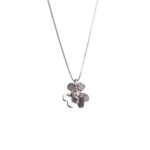 Collana con Pendente Fiore in Oro Bianco con Diamanti - P1800048X