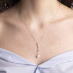 Collana con Pendente in Oro Bianco con Diamanti e Perla - XPL00257P
