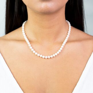 Collana Girocollo in Perle con Susta in Oro Bianco - KY220HC