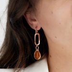 Orecchini da Donna Unoaerre in Bronzo Rosè con Cristallo Ambra - 2044
