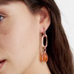 Orecchini da Donna Unoaerre in Bronzo Rosè con Cristallo Ambra - 2044
