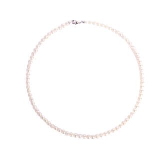 Collana Girocollo in Perle e Susta in Oro Bianco - CL45LTGB