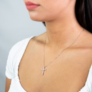 Collana Clesi con Pendente Croce in Oro Bianco con Diamanti - 1679