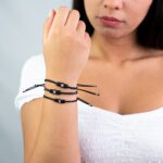 Bracciale da Donna in Tessuto e Oro Bianco con Diamanti - BRLETTERINAN