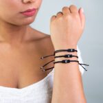 Bracciale da Donna in Tessuto e Oro Bianco con Diamanti - BRLETTERINA