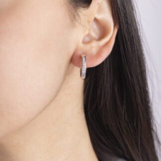 Orecchini Boccole in Oro Bianco con Diamanti - OBF323