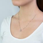 Collana con Punto Luce in Oro Bianco con Diamante - 6575875