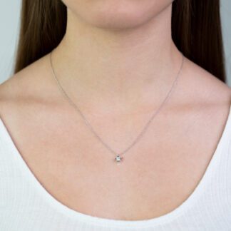 Collana con Punto Luce in Oro Bianco con Diamante - 3725495