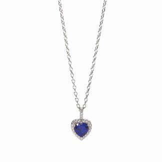 Collana Mabina in Argento con Cuore e Zaffiro Sintetico - 553450