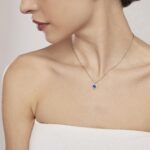 Collana Mabina in Argento con Cuore e Zaffiro Sintetico - 553450