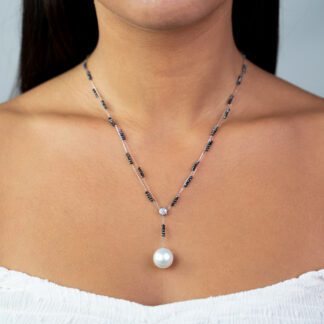Collana in Oro Bianco e Rosa con Diamanti e Perla Australiana - 0005063007