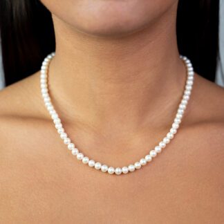 Collana Girocollo in Perle e Susta in Oro Bianco - PN151B/2 AU