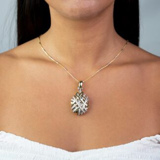 Collana con Pendente in Oro Bianco e Giallo con Diamanti - CI4587GR