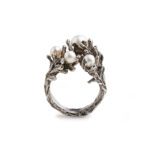 Anello Isola Bella in Argento con Perle Rami di Perle - Nude - 20001302