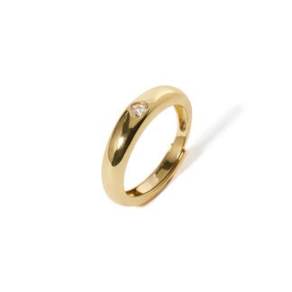 Anello Mabina in Argento Dorato con Zircone a Cuore - 523229