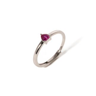 Anello Mabina in Argento con Rubino Sintetico a Cuore - 523231