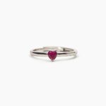 Anello Mabina in Argento con Rubino Sintetico a Cuore - 523231