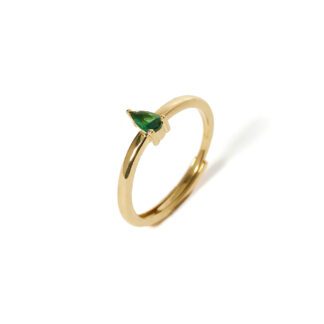 Anello Solitario Mabina in Argento con Smeraldo Sintetico - 523237