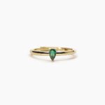 Anello Solitario Mabina in Argento con Smeraldo Sintetico - 523237