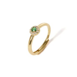 Anello Mabina in Argento con Smeraldo Sintetico e Zirconi - 523238