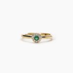 Anello Mabina in Argento con Smeraldo Sintetico e Zirconi - 523238