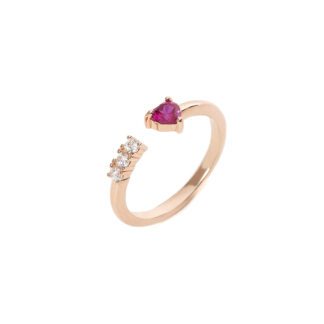 Anello Mabina in Argento con Rubino Sintetico e Zirconi - 523248