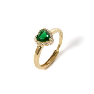 Anello Cuore Mabina in Argento con Smeraldo Sintetico e Zirconi - 523257