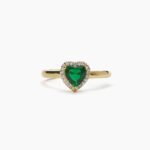 Anello Cuore Mabina in Argento con Smeraldo Sintetico e Zirconi - 523257