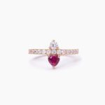 Anello Veretta Mabina in Argento con Zirconi e Rubino Sintetico - 523270
