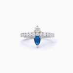 Anello Veretta Mabina in Argento con Zirconi e Zaffiro Sintetico - 523271
