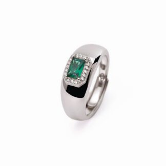 Anello Mabina in Argento con Smeraldo Sintetico e Zirconi - 523272