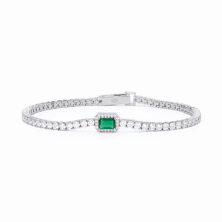 Bracciale Tennis Mabina in Argento con Zirconi e Smeraldo Sintetico - 533636