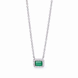 Collana Mabina in Argento con Smeraldo Sintetico e Zirconi - 553496