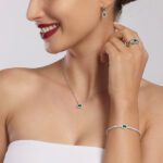 Orecchini Mabina in Argento con Smeraldi Sintetici e Zirconi - 563545