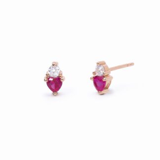Orecchini Mabina in Argento con Rubino Sintetico e Zirconi - 563548