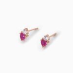 Orecchini Mabina in Argento con Rubino Sintetico e Zirconi - 563548