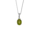 Collana da Donna in Oro Bianco con Diamanti e Peridoto - 3597